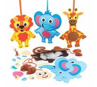 Baker Ross FE609 Kits de Decoración de Costura de Animales de la Jungla - Paquete de 4, juego de costura para niños, actividades creativas para niños, proyecto ideal de artes y manualidades