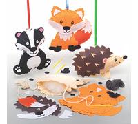 Baker Ross FE659 Kits de Costura de Animales del Bosque - Paquete de 3, Juego de Costura para Niños, Actividades Creativas para Niños, Proyecto Ideal de Artes y Manualidades