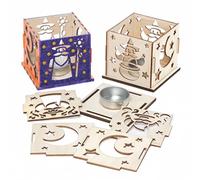 Baker Ross FE662 Portavelas Modelo Mago de Madera - Paquete de 3, Portavelas Decorativos, Actividades Creativas para Niños