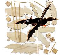 Baker Ross FE667 Molino de viento de madera para niños en forma de murciélago - Paquete de 3, Molinos de viento de decoración, Artesanía infantil