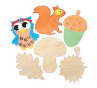 Baker Ross FE676 Plantillas de Madera de Otoño - Paquete de 10, Decoraciones para Manualidades para Niños y Adultos, Ideales para el Hogar, la Escuela y la Decoración compartida en Navidad