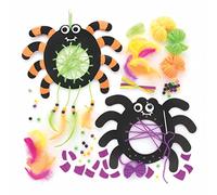 Baker Ross FE697 - Juego de 4 kits de arte de atrapasueños de araña, haz tu propia tarjeta, kit de atrapasueños, arte y manualidades de Halloween para que los niños hagan y decoren, araña
