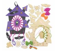 Baker Ross FE741 Kits de Manualidades de Atrapasueños de Madera de Halloween - Paquete de 4, Kit de Atrapasueños para Hacer tu propia Tarjeta, Arte y Manualidades de Halloween para los Niños