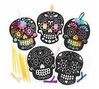 Baker Ross FE749 Decoraciones Arte de Rascar Dia de Los Muertos - Paquete de, Decoraciones de Halloween para Niños
