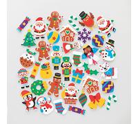 Baker Ross FE765 Pegatinas de Espuma de Navidad - Paquete de 200, Pegatinas para Niños, ideal para Proyectos de Arte y Manualidades para Niños, ideal para hacer Tarjetas y Scrapbooking