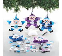 Baker Ross FE769 Kits de Adornos Navideños en forma de Estrella Elfo De Navidad - Paquete de 6, Haz tus propias Decoraciones Navideñas, Adornos de Árboles Festivos para que los Niños Decoren y Exhiban
