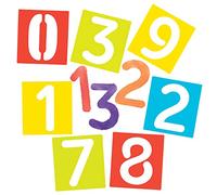 Baker Ross FE816 Plantillas de Números - Pack de 12, Juegos de manualidades educativas para niños, Plantillas lavables para niños para decorar tarjetas, cuadros y proyectos de pintura e impresión