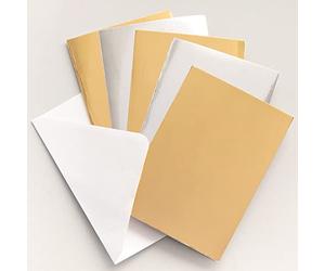 Baker Ross FE830 Tarjetas de Felicitación Metálicas Doradas y Plateadas - Paquete de 12, Espacios en Blanco para Hacer Tarjetas, haz tus Propias Tarjetas Navideñas