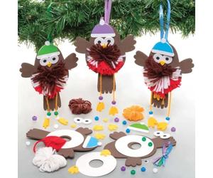Baker Ross FE872 Kits de Decoración con Pompones de Petirrojo - Paquete de 3, Decoraciones para que los Niños Hagan y Exhiban, Actividades Creativas para Niños