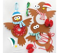 Baker Ross FE896 Kits Tejido Petirrojo de Navidad - Paquete de 5, Costura Introductoria para Principiantes, Haz tu propia Decoración de Aves, Proyecto Ideal de Manualidades para Niños