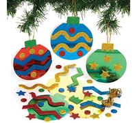 Baker Ross FE911 Kit de Bolas Navideñas - Paquete de 8, Espacios en Blanco para Hacer Tarjetas, Haz tus Propias Decoraciones Navideñas, Ideales para Proyectos de Manualidades para Niños