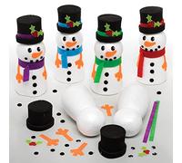 Baker Ross FE961 Kit de Construcción de Muñeco de Nieve - Paquete de 4, Haz tus propias Decoraciones Navideñas, Manualidades para Niños para Decorar y Exhibir, Actividad de Manualidades Festivas
