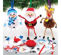 Baker Ross FE987 - Juego de pompones de Navidad, paquete de 3, manualidades de Navidad, decoraciones de pompones para que los niños hagan, decoren y exhiban, actividades creativas para niños, surtido