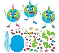 Baker Ross FN037 Planet Earth Decoration Kits - Pack de 8, Kits de manualidades para niños para el Día de la Tierra