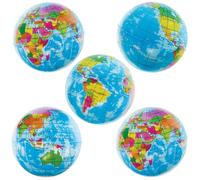 Baker Ross FN050 Globe Squeezy Balls - Pack de 5, Bolas de Estrés para Rellenar Bolsas de Fiesta