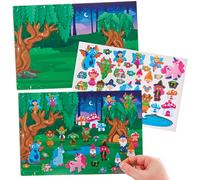 Baker Ross FN082 Escenas míticas del bosque - Pack de 4, Pegatinas autoadhesivas para niños, Manualidades para niños, Pegatinas para niños