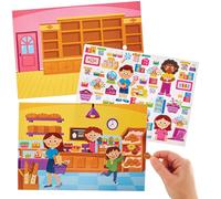 Baker Ross FN091 Escenas de tienda - Pack de 5, Pegatinas autoadhesivas para niños, Manualidades para niños, Pegatinas para niños