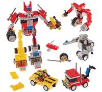 Baker Ross FN102 Kit de ladrillos de transporte - Pack de 4, Bloques de construcción STEM para niños, Bolsas de fiesta para niños