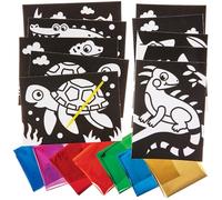 Baker Ross FN195 Cuadros para colorear de reptiles - Lote de 10, Dibujos para colorear de kits de manualidades