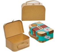 Baker Ross FN217 Maletas de Cartón DYO - Pack de 3, Mini Maletas para Decorar y Guardar Joyas