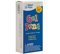 Baker Ross FN222 Bolígrafos de gel - Pack de 20, Bolígrafos de gel para dibujar, escribir y tomar notas, Bolígrafos de gel de colores