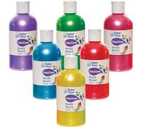Baker Ross FN254 Pintura premezclada perlada para póster, 150 ml - Caja de 6 unidades, Botes de valor de pintura, Pintura para niños