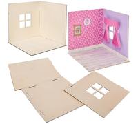 Baker Ross FN255 Kit de madera para mini casa de muñecas - Pack de 1, Kit de casa de muñecas para niños, Kit de construcción artesanal