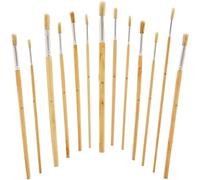 Baker Ross FN277 Pincel de punta redonda con mango corto - Pack de 12, Pinceles de pintura para niños, Suministros para clases de arte
