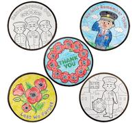 Baker Ross FN310 Decoraciones de ventana para colorear del Día del Recuerdo - Pack de 20, Decoraciones de amapolas del recuerdo para niños