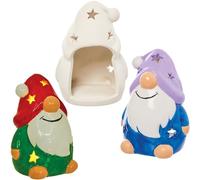 Baker Ross FN319 Portacandelitas de Cerámica Gonk - Pack de 2, Manualidades navideñas para niños, Pintura en cerámica