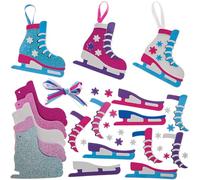 Baker Ross FN326 Kit de decoración de patines de hielo - Lote de 8, Manualidades navideñas para niños, Decoración navideña