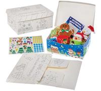 Baker Ross FN334 Caja de Nochebuena de pegatinas para colorear - Crea tu propia caja de Navidad para niños, Manualidades navideñas
