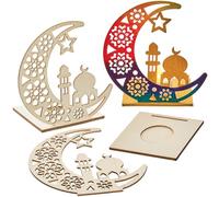 Baker Ross FN360 Portacandelitas de Madera Luna Creciente Ramadán - Pack de 3,
