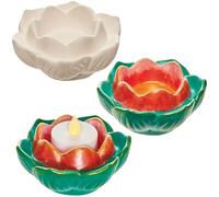 Baker Ross FN375 Portacandelitas Loto - Pack de 2, Pintura en cerámica para niños, Portacandelitas infantiles para pintar