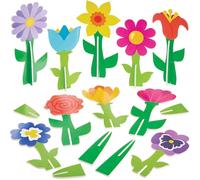 Baker Ross FN378 Flores 3D de pie - Pack de 20, Flores para expositores, Expositores de primavera