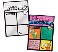 Baker Ross FN439 Escribe tus propios artículos de periódico con arte difuminado - Paquete de 6, material didáctico de lectura y escritura para niños y colegios