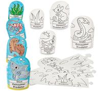 Baker Ross FN464 Sets para colorear con animales de la cadena alimentaria - 3 sets, STEM y ciencia, y material didáctico para niños y colegios