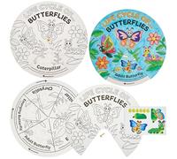 Baker Ross FN465 Ruedas adhesivas para colorear sobre el ciclo de vida de las mariposas - Paquete de 5, STEM, ciencia, matemáticas y material didáctico para niños y colegios