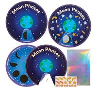 Baker Ross FN466 Kits de ruedas adhesivas sobre las fases lunares - Paquete de 5, STEM, ciencia, matemáticas y material didáctico para niños y colegios