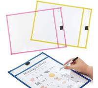 Baker Ross FN485 Fundas reutilizables para rotuladores de borrado en seco, tamaño A4, paquete de 6, material escolar y educativo para niños y profesores