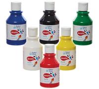 Baker Ross FN505 Pinturas acrílicas de colores primarios, paquete de 150 ml, paquete económico de 6 botellas, pintura para niños