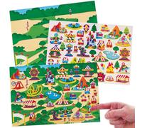 Baker Ross FN556 Pegatinas con escenas de feria - Paquete de 4, crea tus propias escenas con pegatinas para niños, pegatinas reutilizables
