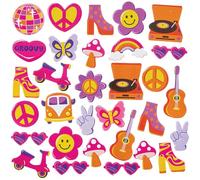 Baker Ross FN570 Pegatinas Groovy de espuma - Paquete de 120, pegatinas para manualidades infantiles