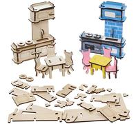 Baker Ross FN573 Kits de manualidades de madera para muebles de cocina para casas de muñecas: paquete de 1, crea tus propios muebles para casas de muñecas para niños