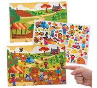 Baker Ross FN586 Set de Pegatinas de Calabazas - Pack de 4, Set de Pegatinas de Otoño para Niños con Divertidas Escenas de Calabazas