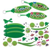 Baker Ross FN590 Kits de Llavero y Colgador de Bolsa Guisantes en vaina - Pack de 6, Divertidos sets de manualidades para niños, Perfectos para regalar y personalizar bolsas