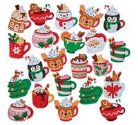 Baker Ross FN610 Tazas de Navidad de Chocolate Caliente - Pack de 120, Pegatinas de Navidad, Perfectas para manualidades, tarjetas y decoraciones navideñas
