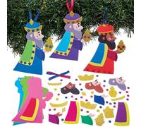 Baker Ross FN618 Kits de Decoración de Reyes Magos - Pack de 6, Kits de manualidades navideñas para niños para hacer decoraciones de Navidad