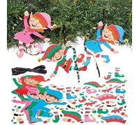 Baker Ross FN625 Kit de Decoración Navideña Elfo Travieso - Lote de 8, Set de manualidades navideñas para que los niños creen divertidas decoraciones de elfos