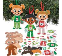 Baker Ross FN630 Kits de Decoración Navideña de Pijamas Mix & Match - Pack de 8, Set de manualidades navideñas para que los niños creen divertidas decoraciones navideñas de pijamas